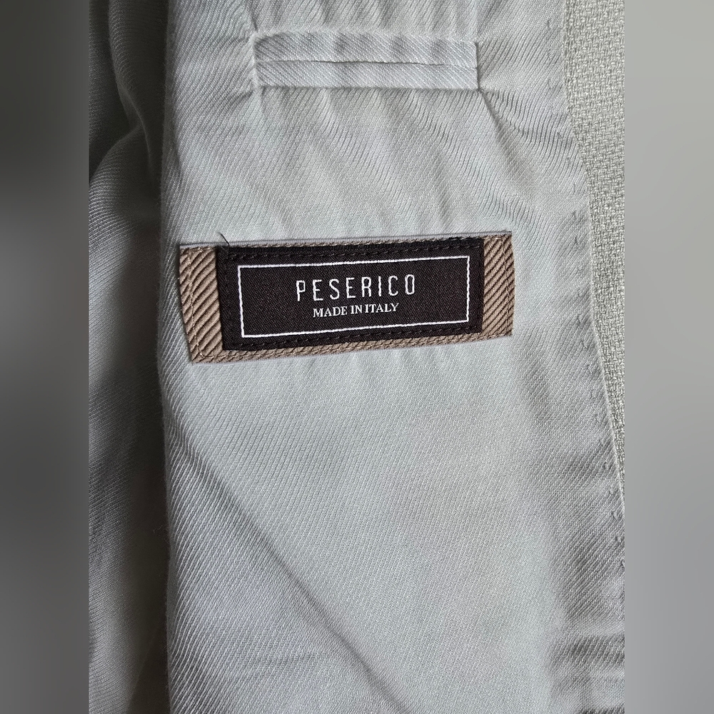 Peserico Men's Elegant Cream Wool/Silk/Linen Double Breasted Blazer - Picture 10 of 11